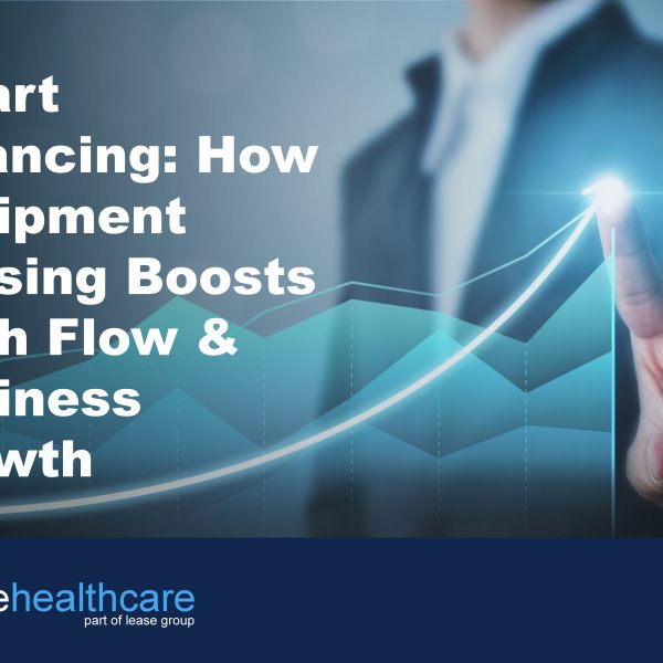 Cover image showing a man in suit in background with a business trajectory chart to illustrate how equipment leasing boosts cash flow and business growth