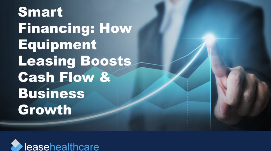 Cover image showing a man in suit in background with a business trajectory chart to illustrate how equipment leasing boosts cash flow and business growth