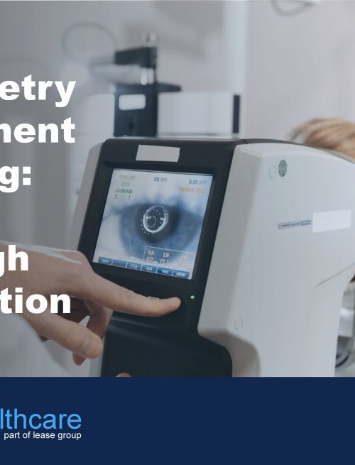 Image of optometrist performing an eye exam using new technology to illustrate the benefits of optometry equipment leasing