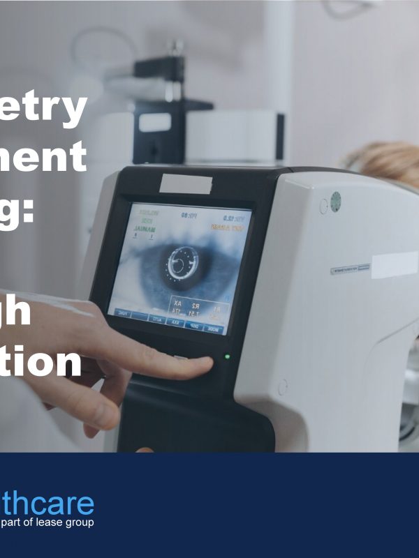 Image of optometrist performing an eye exam using new technology to illustrate the benefits of optometry equipment leasing