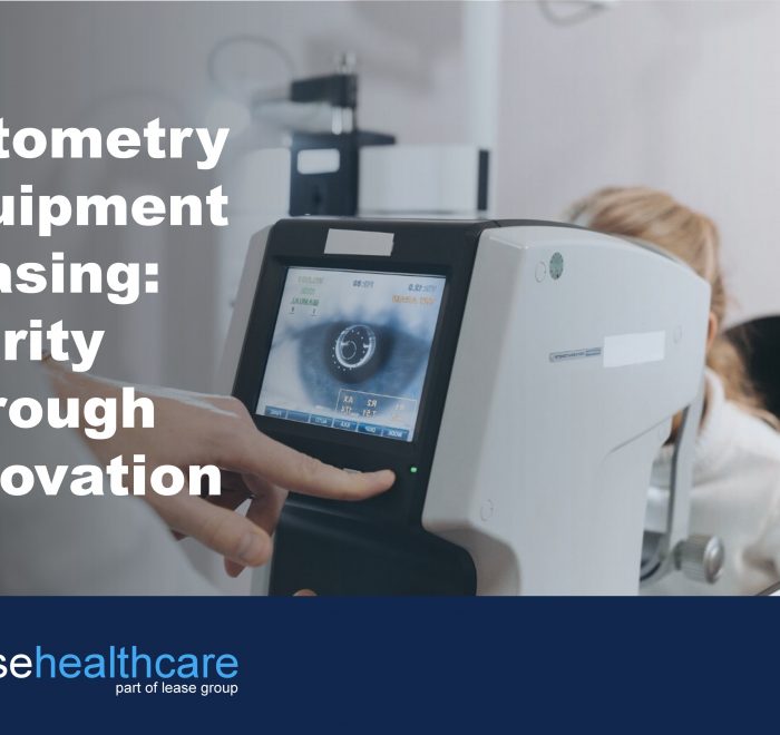 Image of optometrist performing an eye exam using new technology to illustrate the benefits of optometry equipment leasing