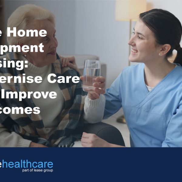 Image of care home resident and staff smiling to demonstrate the benefits of care home equipment leasing