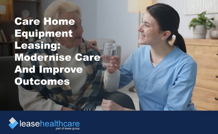 Image of care home resident and staff smiling to demonstrate the benefits of care home equipment leasing