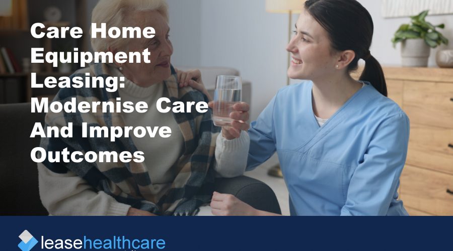 Image of care home resident and staff smiling to demonstrate the benefits of care home equipment leasing